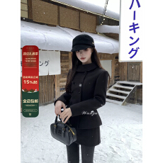 批发画解WAHJU 智秀感冬季千金风立领设计气质显瘦毛呢外套女半裙套装