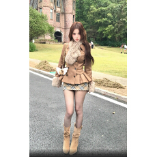 批发Mejiu蜜九【英伦棕漫】古早风麂皮绒<b class='q'>外套</b>女秋冬气质保暖加绒外衣