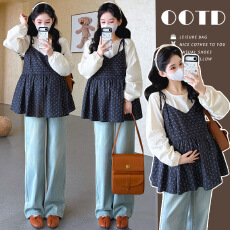 批发实拍现~孕妇装春套装2026秋季新款碎花<b class='q'>吊带</b>小衫两件套