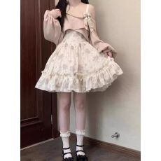 批发茶歇法式<b class='q'>蔷薇</b>碎花杏粉玫瑰吊带裙+粉色外套优雅连衣裙新款两件套