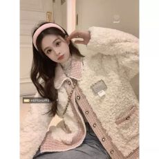 批发<b class='q'>特价</b>（原版布料抖音质量）小众温柔风粉色小香风羊羔毛女外套