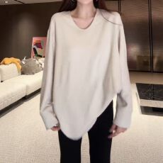 批发【270克罗纹德绒】休闲百搭中长款打底衫上衣<b class='q'>女</b>秋冬季宽松长袖T恤