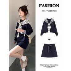 批发藏蓝色卫衣裙套装女款早春季2026新款学院风<b class='q'>两件套</b>韩系穿搭一整套