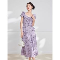 批发连衣裙2026夏季<b class='q'>新款</b>法式成熟优雅气质碎花显瘦连衣<b class='q'>长裙</b>