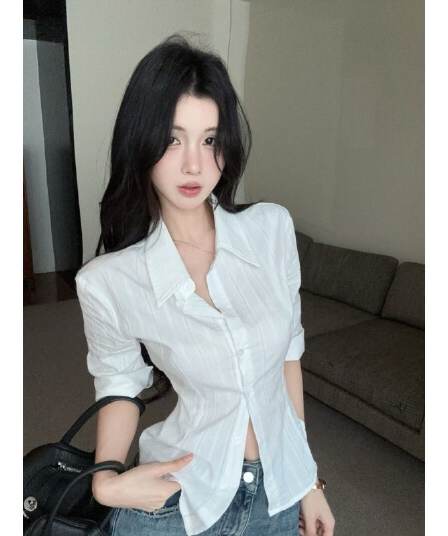 원본 원단 화이트 셔츠 여자 봄 프랑스식 맨위 고급 센스 빛 럭셔리 연령 감소 외국 가스 셔츠