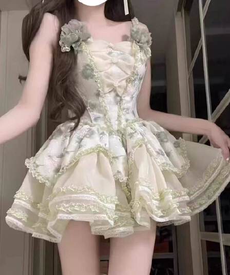 여름 달콤함 데이트 치마 lolita 디자인 센스 나비 매듭 재스민 비 공주 딜 리 슬립 생선뼈 드레스