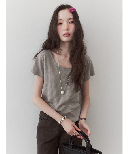 180 그램 65 폴리 에스터 35 면 한 부서 다용도 미니멀리즘 u 칼라 캐주얼 티셔츠 여성 여름 새로운 느슨함 루즈핏 맨위
