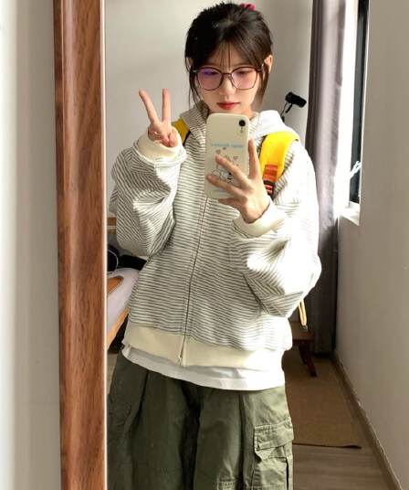 얇은 스타일 털이 있는 순수한 Mianhua 면 복합 후드티 여성