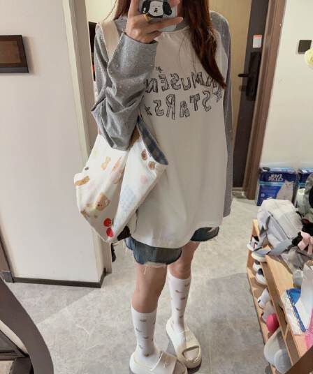정가 원본 공예 순면 220 그램 긴팔 티셔츠 여성