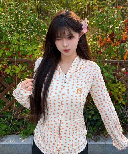 정가 가을 한 부서 품격 데이지 후드 지퍼 여성 코트 여름 몸매 가꾸기 슬림해 보이는 맨위