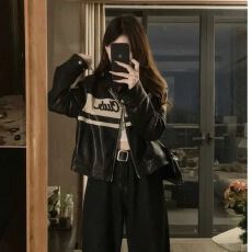 批发复古刺绣皮衣<b class='q'>外套女</b>装2026秋季休闲夹克胖MM遮肉显瘦上衣