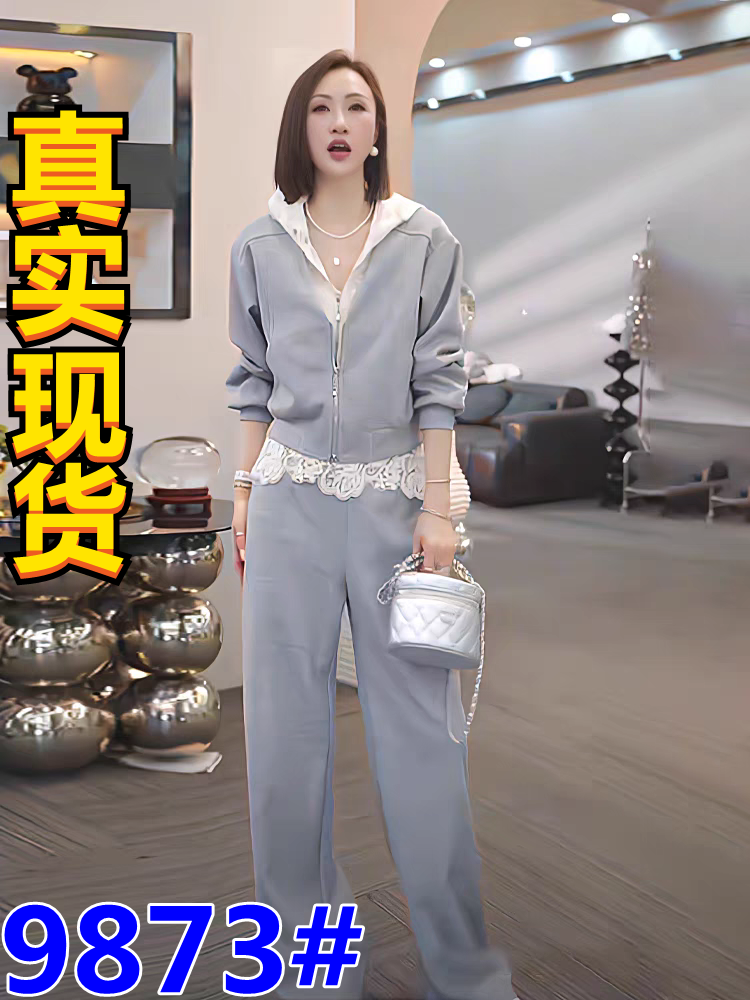 2025 봄 새로운 후드티 재킷 바지 캐주얼 디자이너 패션 연령 감소 철자 레이스 세트 여성