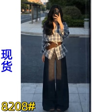 批发蓝色格纹长袖<b class='q'>衬衫</b>女2026春季新款复古高级感<b class='q'>衬衣</b>通勤<b class='q'>气质</b>外套上衣