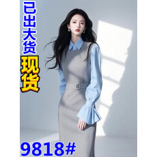 批发2025早春穿搭一整套<b class='q'>职业</b>女装小香风灰色背心连衣裙叠穿衬衫套装女