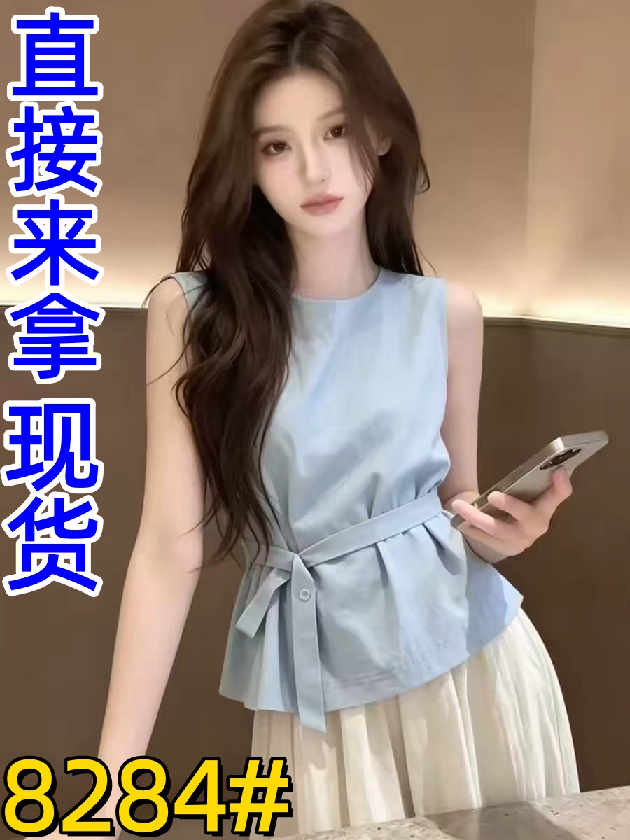 디자인 센스 스트랩 민소매 아마 셔츠 여자 2026 새로운 여름 그레이트 봐라. 프랑스식 사소한 Chic 맨위