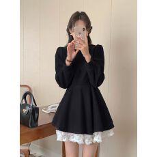 批发实拍 大码韩版内搭丝绒连衣裙女<b class='q'>秋</b>冬胖mm收腰遮胯显瘦礼服小黑裙