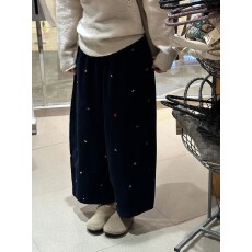 批发日系爱心刺绣灯芯绒宽松灯笼裤气球裤