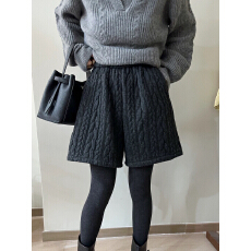 批发大超小越麻花五分加绒羊毛裤女冬2025新款加厚休闲阔腿靴裤打底