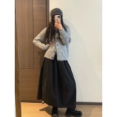 批发DAXI黑色花苞半身裙2025新款宽松遮肉巨好看梨型身材遮胯蓬蓬