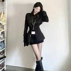 批发2026春装新款缎面衬衫不规则气质上衣