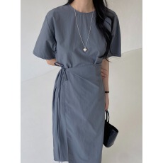 批发韩国<b class='q'>东大门</b>小众设计款一片式系带短袖<b class='q'>连衣裙</b>女