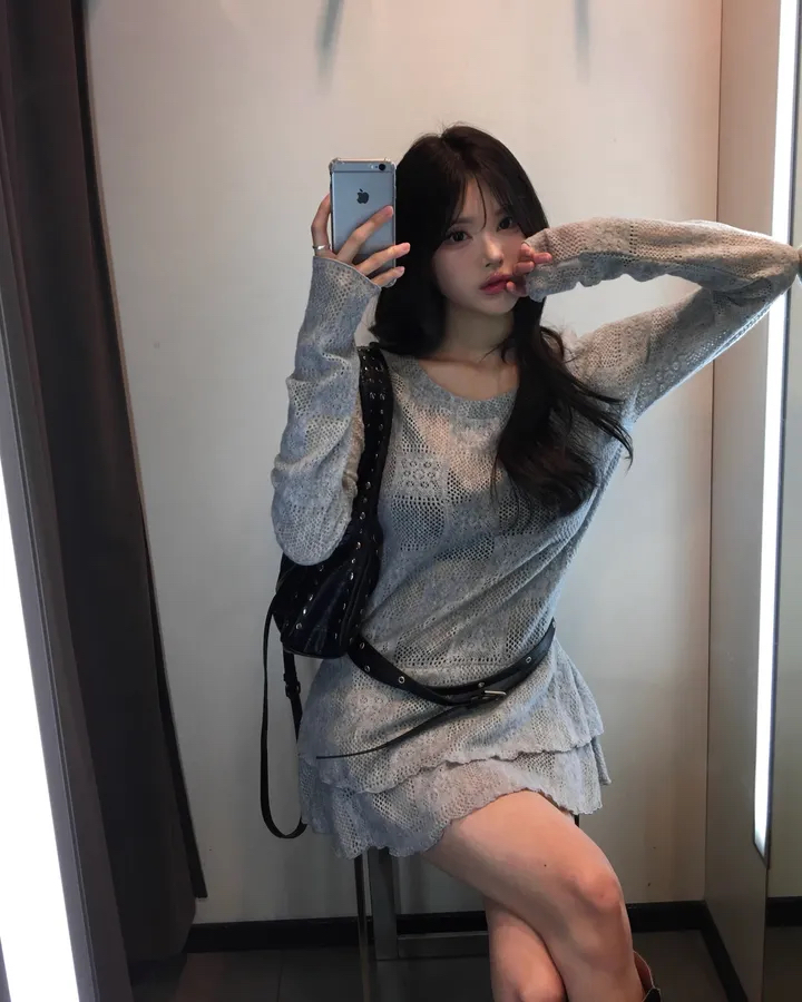한국 일본식 발레 달콤함 레이스 케이크 니트 스웨터