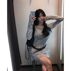 批发韩国 日系芭蕾甜美花边 蛋糕针织衫