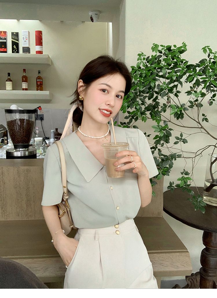 다람쥐 미스 마이크로 설탕 셔츠 출퇴근 반드시 보증금 달콤함 레이키 폴로 칼라 작은 셔츠