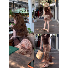 批发OOKSTUDIOS豹豹美学<b class='q'>百搭</b>显瘦金丝雪纺豹纹气质春夏半身长裙短裙女