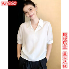 批发白色<b class='q'>衬衫</b>女桑蚕丝上衣蝙蝠泡泡短袖法式<b class='q'>真丝</b><b class='q'>衬衣</b>新款高级感