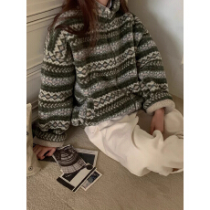 批发韩国东大门复古提花羊羔绒棉服外套