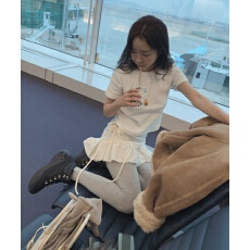 批发东大门<b class='q'>新款</b>叠穿屁帘小清新浪漫百搭遮胯短裙