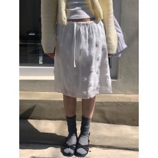 批发韩系甜美复古立体花朵抽绳松紧腰半身裙