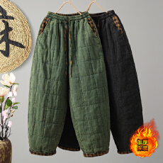 批发<b class='q'>实拍</b>  2026新款休闲复古直筒夹棉格子灯笼<b class='q'>裤</b>女外穿大棉<b class='q'>裤</b>