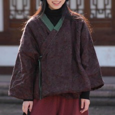 批发原图  改良汉服<b class='q'>棉服</b>女冬新中式国风亚麻印花保暖<b class='q'>妈妈</b>装夹棉短外套
