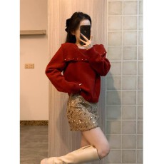 批发独特绝美套装裙<b class='q'>秋</b>冬搭配一整套韩系穿搭连帽针织毛衣半身裙两件套