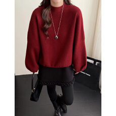 批发后背蝴蝶结灯笼袖羊驼绒2025秋冬新款韩版宽松显瘦纯色<b class='q'>针织衫</b>女