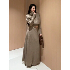 批发气质高领毛衣针织<b class='q'>连衣裙</b>子女秋冬季2025新款韩系穿搭一整套装长裙
