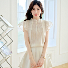 批发时尚女装高级感雪纺衬衫女夏季<b class='q'>新款</b>杏色小衫设计感法式上衣