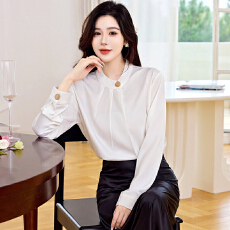批发法式高级感衬衫女秋季新款复古宫廷风别致一粒扣衬衣通勤百搭上衣