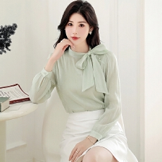 批发蝴蝶结长袖衬衫女上衣2026秋季新款<b class='q'>雪纺衫</b>法式小资小衫