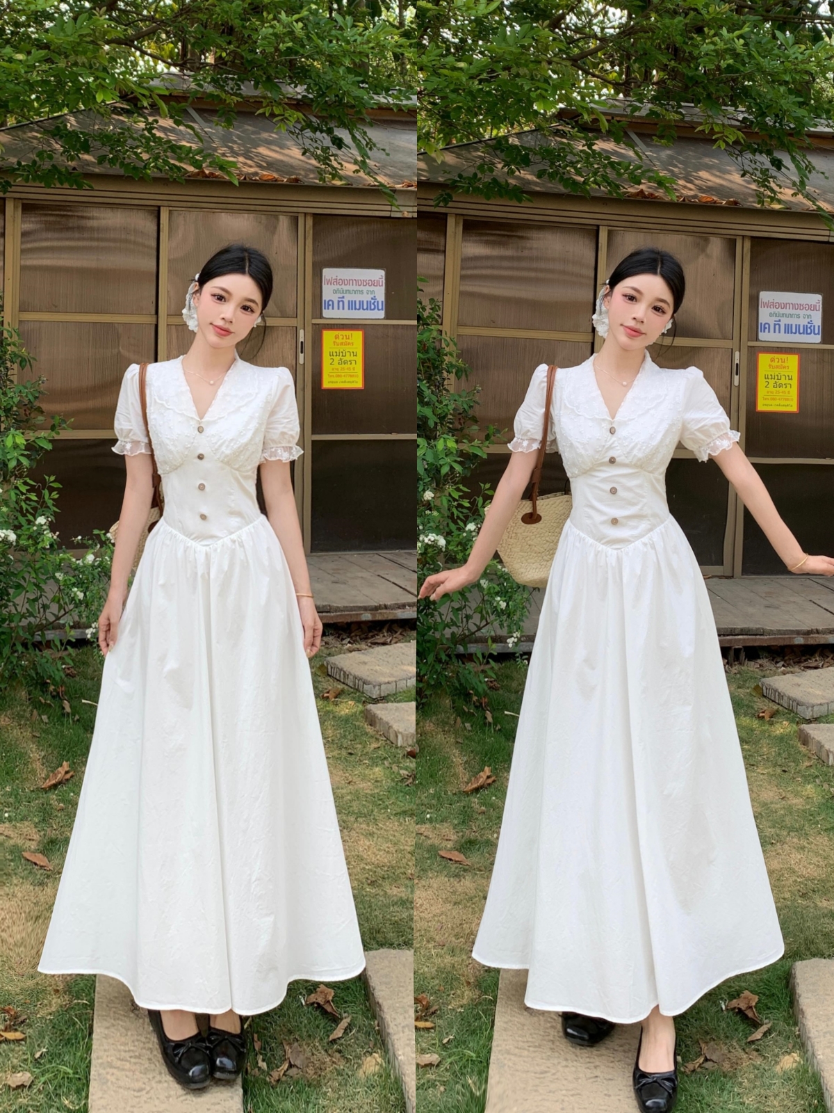 실사 로마 휴일 프랑스식 부드러운 품격 우아함 드레스 유럽 만약 바람 허리 수축 슬림해 보이는 드레스