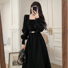 批发实拍包芯纱~ 方领 显瘦针织<b class='q'>连衣裙</b><b class='q'>女</b>秋冬假两件配大衣气质打底裙