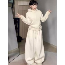 批发秋冬2025新款大码雪尼尔阔腿裤女休闲高腰小个子窄版加绒运动<b class='q'>裤子</b>
