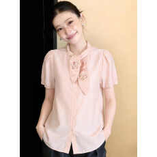 批发短袖<b class='q'>衬衫女</b>2026夏季新款<b class='q'>韩版</b>宽松设计感上衣纯色镂空钩花高端衬衣