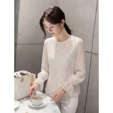 批发夏设计感小众气质<b class='q'>大码</b>内搭衬衫<b class='q'>大码</b>浪漫风蕾丝拼接长袖上衣女2026