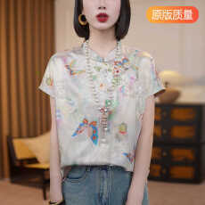 批发香云纱国风上衣女装短袖夏季新款中式小衫改良旗袍衬衫