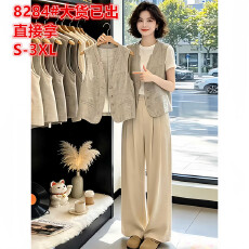 批发复古文艺风无袖亚麻V领西装马甲女夏季新款英式风时髦短<b class='q'>外套</b>上衣