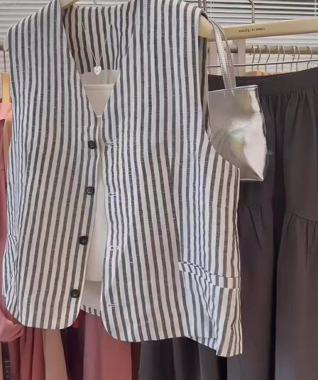 정리 누락 된 카운터 빼다 대외 무역 여성 의류 기타 바람 세로 줄무늬 아마 민소매 조끼 베스트 여성 셔츠
