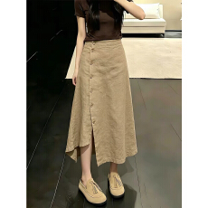 批发卡其色不规则半身裙女2026<b class='q'>春</b>夏季新款今年流行独特漂亮中长款裙子
